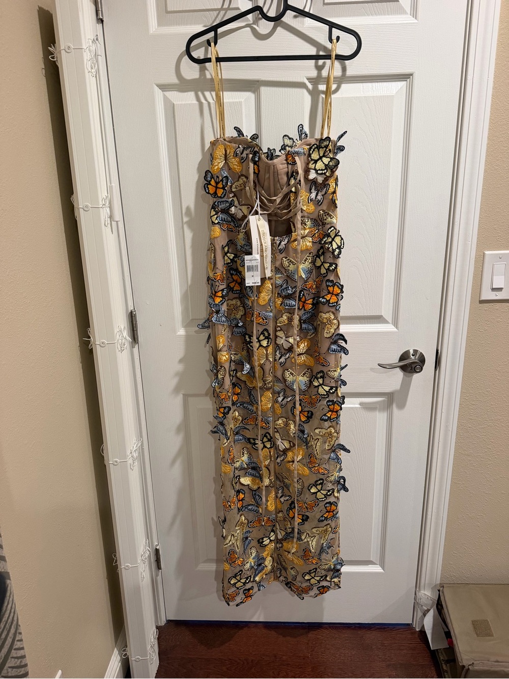 Bronx and Banco Bella 3D Butterfly Dahlia Strapless Maxi Dress in Multi - Picture 6 of 7